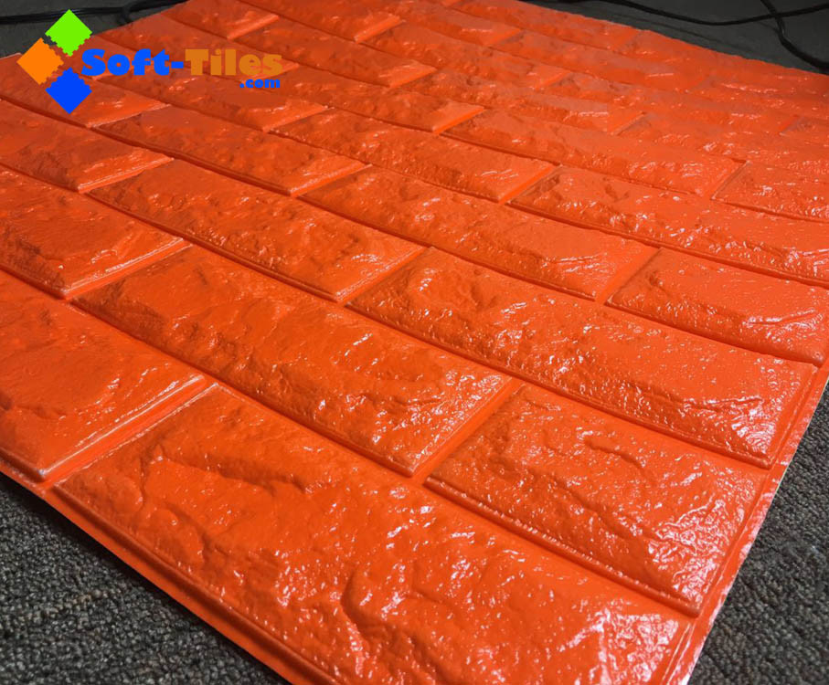 Papel pintado texturizado ladrillo auto-adhesivo rojo anaranjado de la espuma 25-30kg/cbm