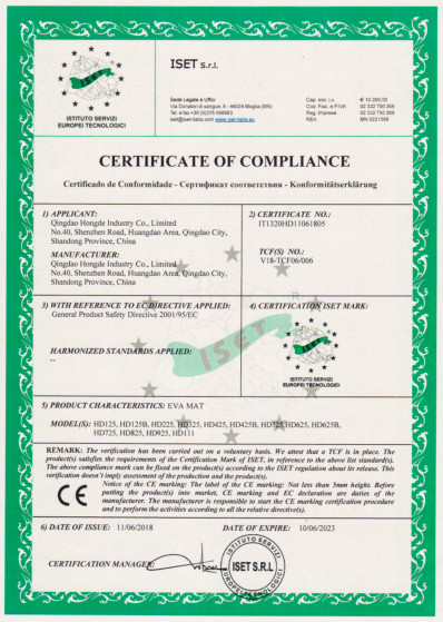 China Qingdao Hongde New Material Co., Ltd certificaciones