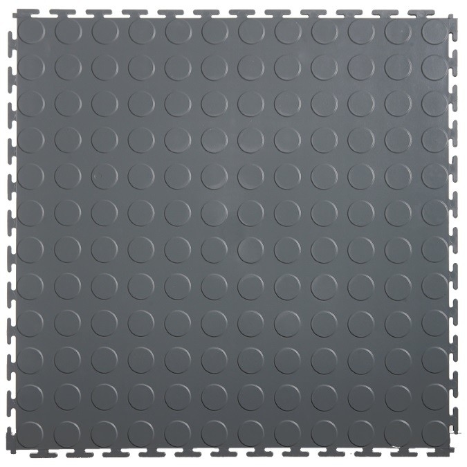 L. superficie de la moneda de Gray Interlocking Vinyl Floor Tile 500*500m m para el uso en los garajes taller y fábricas