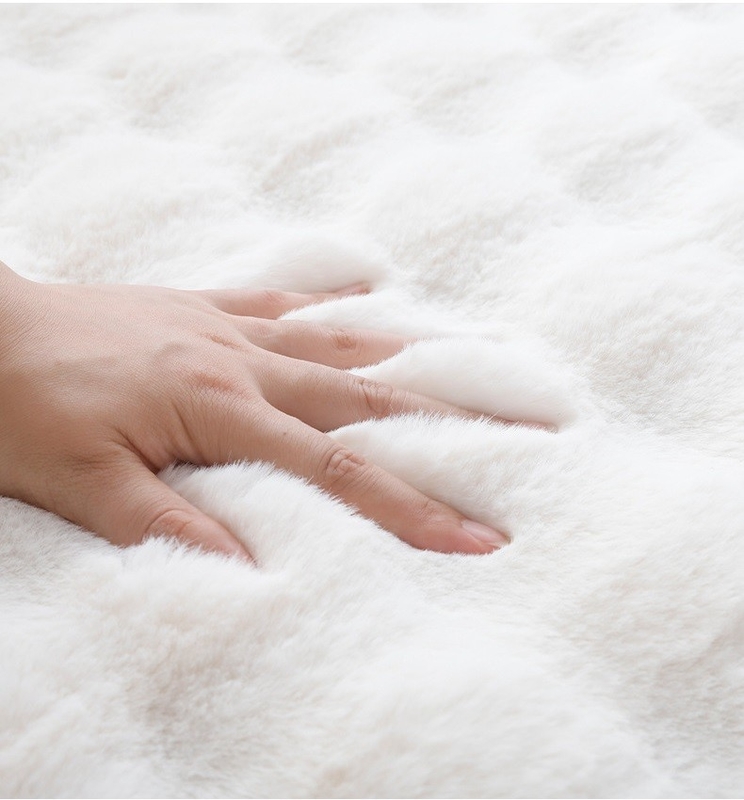 Nueva llegada de estilo nórdico poliéster súper suave de piel de conejo 3D de burbujas alfombra para el salón
