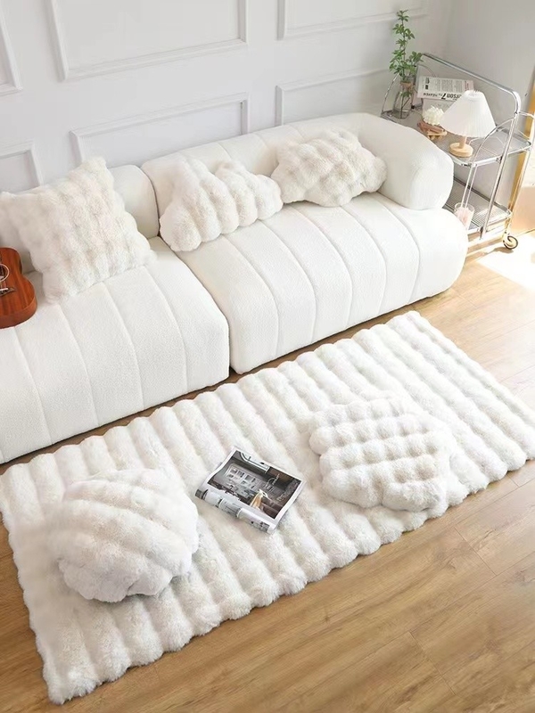 Nueva llegada de estilo nórdico poliéster súper suave de piel de conejo 3D de burbujas alfombra para el salón