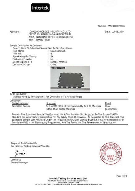 China Qingdao Hongde New Material Co., Ltd certificaciones
