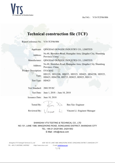 Porcelana Qingdao Hongde New Material Co., Ltd certificaciones